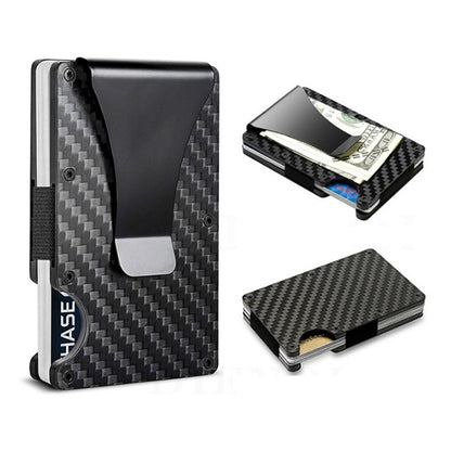 Cool Gift, Carbon Fiber Credit Card Holder With Metal Money Clip
