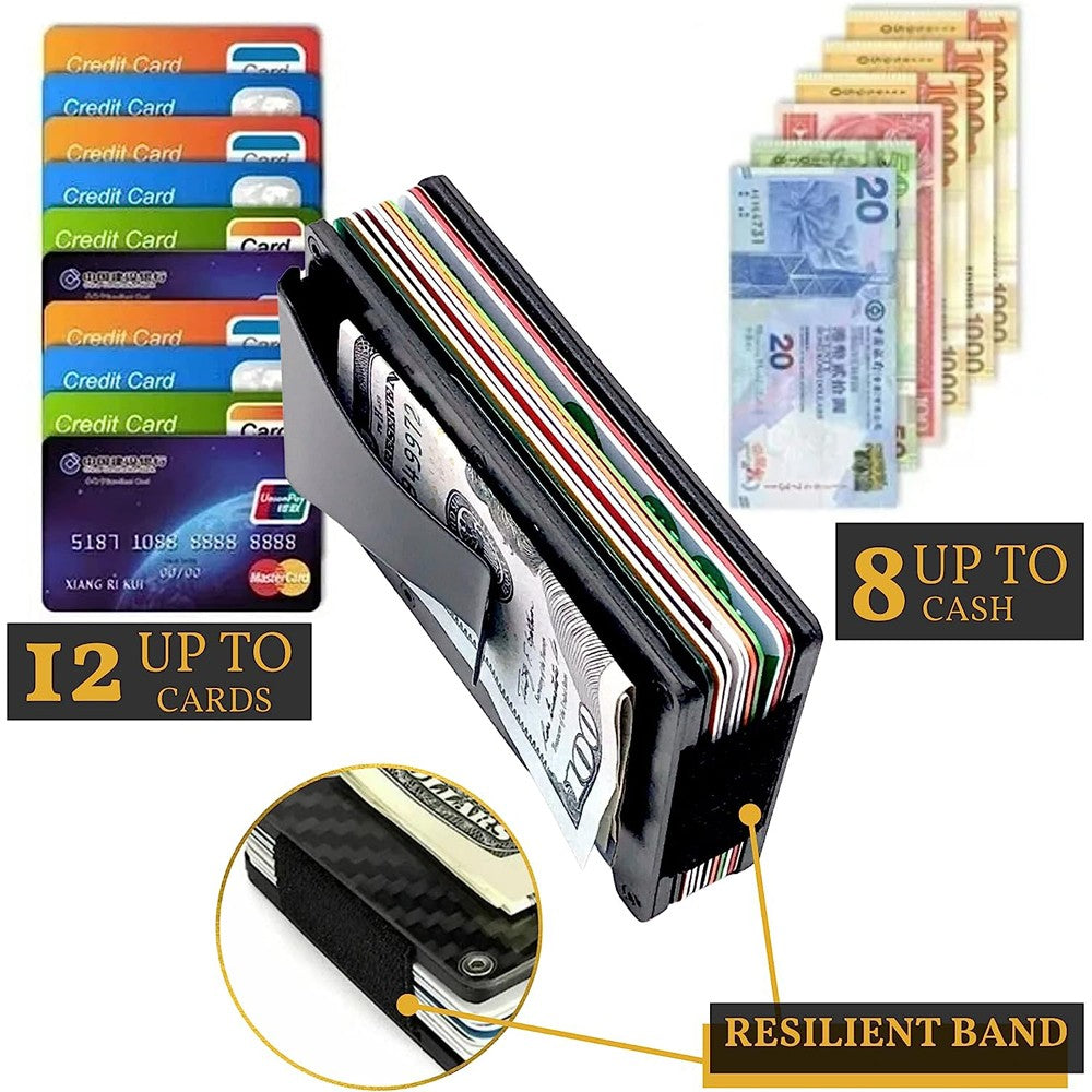 Cool Gift, Carbon Fiber Credit Card Holder With Metal Money Clip