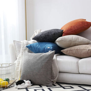 Faux Linen Toss Soft Throw Cushion Case For Couch Sb61, Available in Different Colors