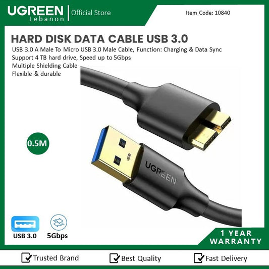 Ugreen, Hard Disk Data Cable: Usb 3.0 A Male To Micro Usb 3.0 Male Cable Ugreen Us130 - 10840