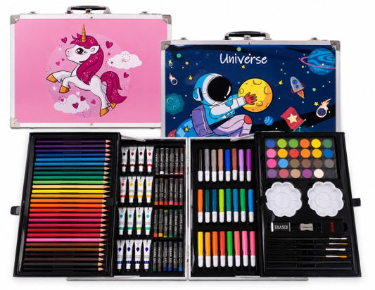 Sundy, Kids Art Set 145Pc Aluminum Case Unicorn Designs #145ART.