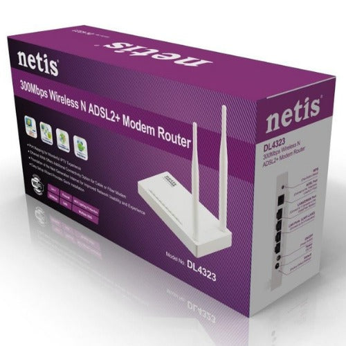 Netis Router 300Mbps Wireless N Adsl2+Modem Router Dl4323