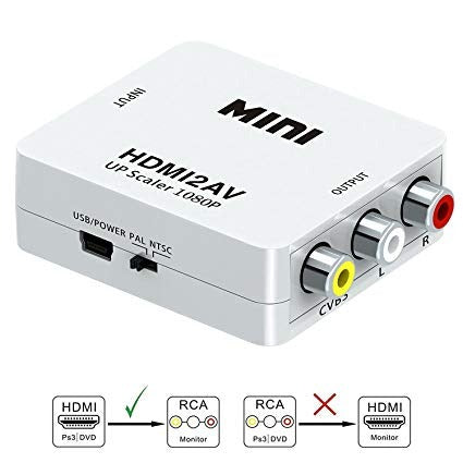 HDMI to AV 3RCA Video Audio Converter Adapter Supporting PAL/NTSC with USB Charge Cable - CB36