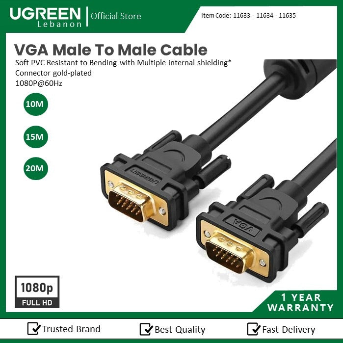 UGREEN Full HD, VGA Male to Male 1.5M Cable gold-plated VG101 11630