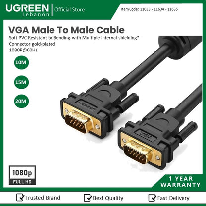 UGREEN Full HD, VGA Male to Male 1.5M Cable gold-plated VG101 11630