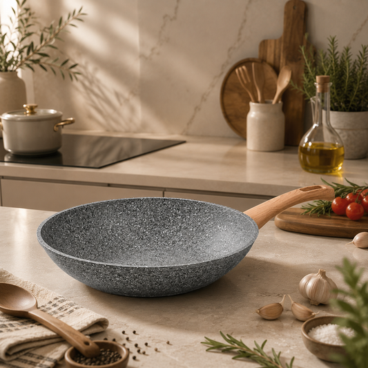 Karaca Silver Stone Bio Granite Wok Pan 28 cm, 153.03.07.1387