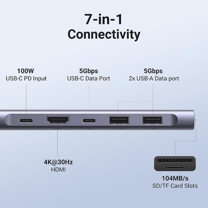 Ugreen, 7-In-1 Usb-C Hub Docking Station Adapter Ugreen Cm195 - 15214