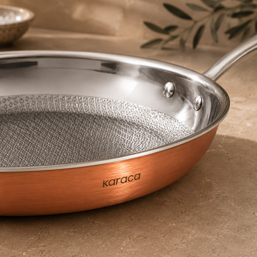 Karaca PowerSteel 3-Ply 316+ Stainless Steel Copper Frying Pan 24 cm – 1.5 L, 153.03.08.0572