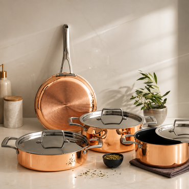 Karaca 3Ply PowerSteel Copper 7-Piece Cookware Set, 153.03.08.0575