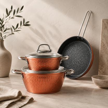 Karaca Biogranite 7-Piece Induction Cookware Set - Copper, 153.03.08.3528