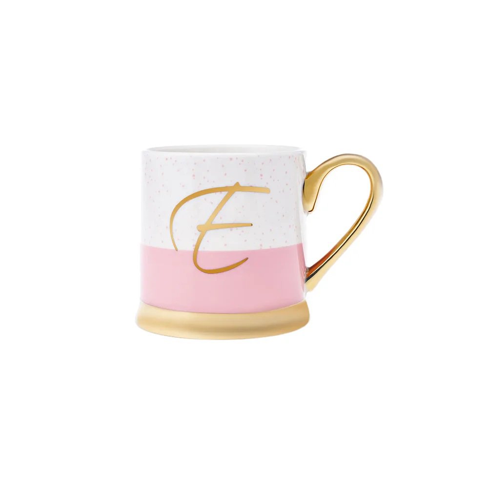 Karaca Porcelain 330ML Mug With Letter E Mug, 153.03.06.1612