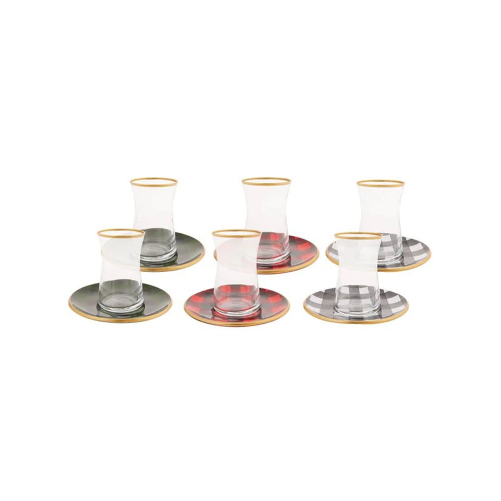 Karaca Ekose Set of 6 Tea Cups, 153.03.06.4618