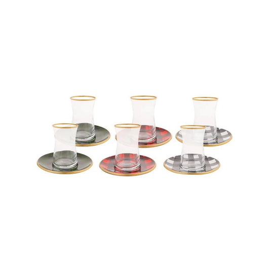 Karaca Ekose Set of 6 Tea Cups, 153.03.06.4618