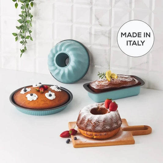 Karaca Multichef Valente Cake Mold Set of 3Pcs - Green [28cm Tart Mold - 23cm Sliced Cake Mold - 25cm Baton Cake Mold], 153.09.01.1770
