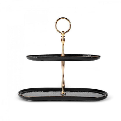 Karaca Calvin Ceramic Black Two Stand Cake Plate, 153.09.01.2696