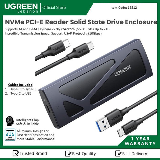 Ugreen, NVMe PCI-E Reader Solid State Drive Enclosure Ugreem CM578 - 15512