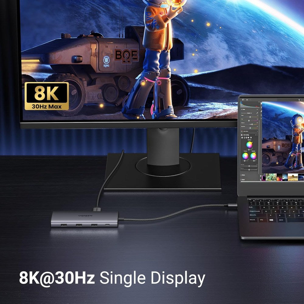 Ugreen, 8K Dual Display 10-In-1 Usb-C Hub Docking Station Adapter (With Power Delivery) Ugreen Cm639 - 15534