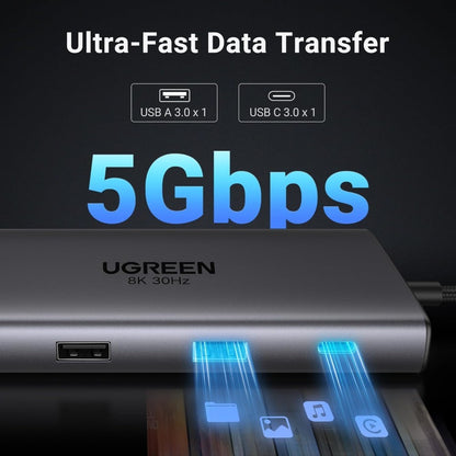 Ugreen, 8K Dual Display 10-In-1 Usb-C Hub Docking Station Adapter (With Power Delivery) Ugreen Cm639 - 15534
