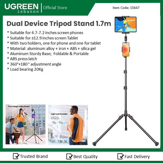 Ugreen, Tripod Stand 1.7M For Tablet And Phone, With Two Holders, One For Phone And One For Tablet Ugreen Lp585 - 15647