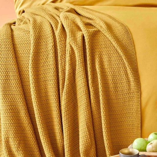 Karaca Home Back To Basic Light Mustard Double Knitted Blanket [200x220cm], 200.18.01.0947