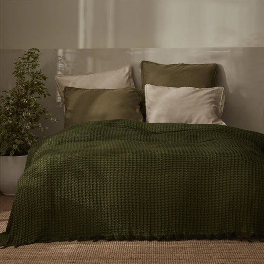 Karaca Home Casey Double Waffle Blanket Green [200x230cm], 200.22.01.0086