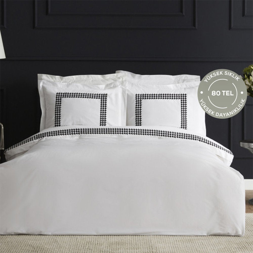Karaca Home White Collection Juanita 80 Thread 100% Cotton - Double Percale Duvet Cover Set, 200.22.02.0039