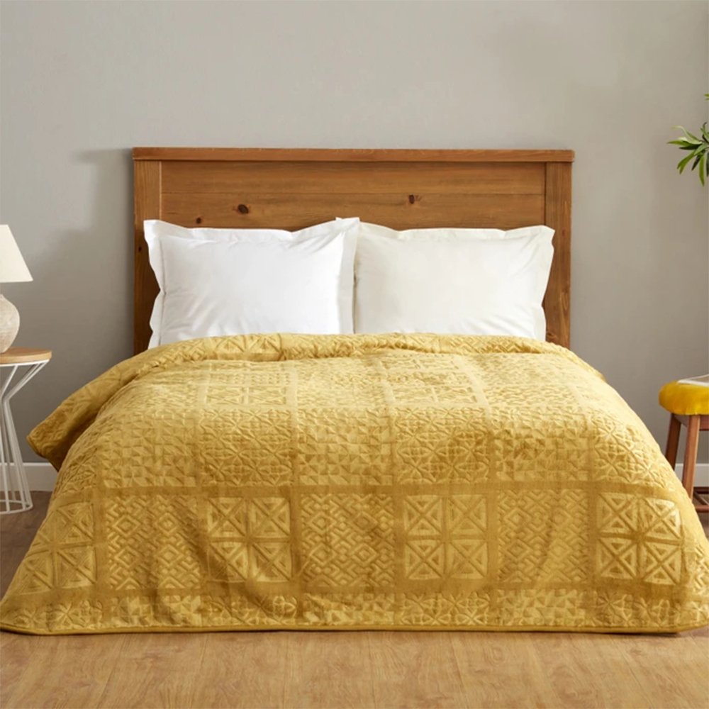 Karaca Home Blair Single Embos Blanket Mustard [160x220cm], 200.22.05.0165