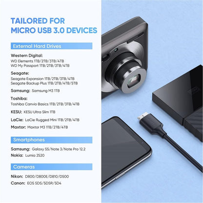 Ugreen, Hard Disk Data Cable: Micro Usb 3.0 To Usb-C 3.1 3A Cable Ugreen Us312 - 20103
