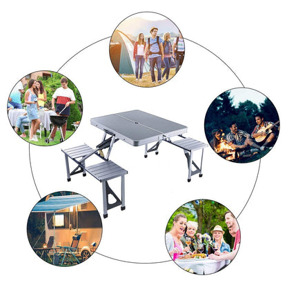 Portable Aluminum 4-Person Picnic Folding Table