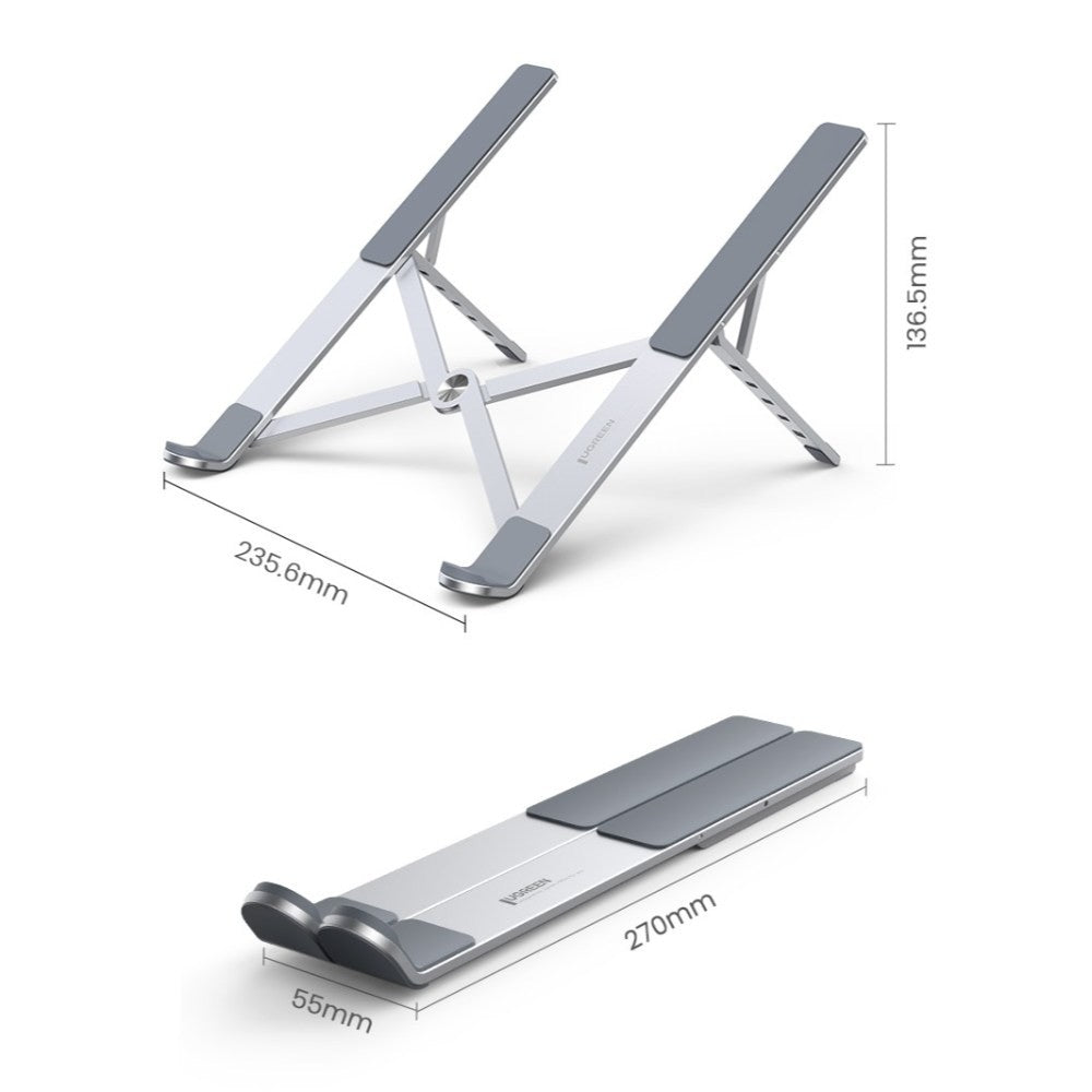 Ugreen, Aluminum Laptop Stand Riser, Multiangle, Adjustable, Foldable & Ergonomic Design + Free Pocket