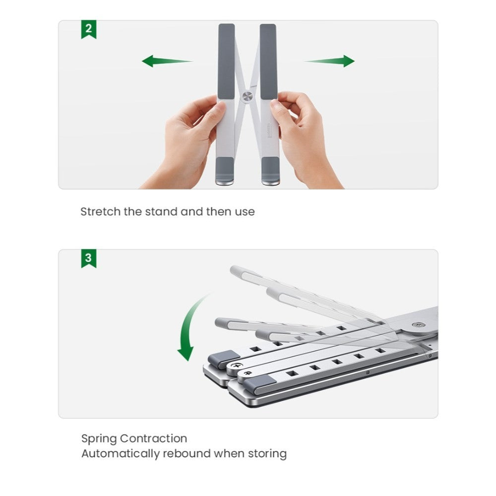 Ugreen, Aluminum Laptop Stand Riser, Multiangle, Adjustable, Foldable & Ergonomic Design + Free Pocket