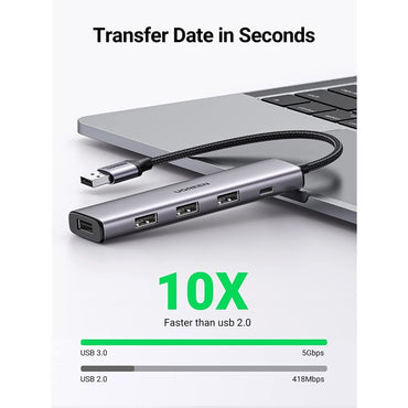 Ugreen, Usb 3.0 To 4 Ports Usb 3.0 Hub With Pd Type-C Port Ugreen Cm473 - 20805