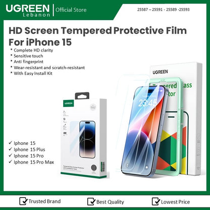 Hd Screen Tempered Protective Film For Iphone 15 Ugreen - 25587