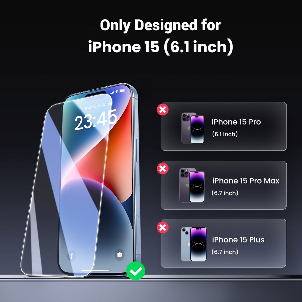Hd Screen Tempered Protective Film For Iphone 15 Ugreen - 25587