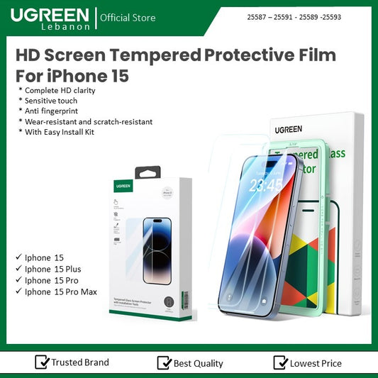 Hd Screen Tempered Protective Film For Iphone 15 Pro Ugreen - 25591