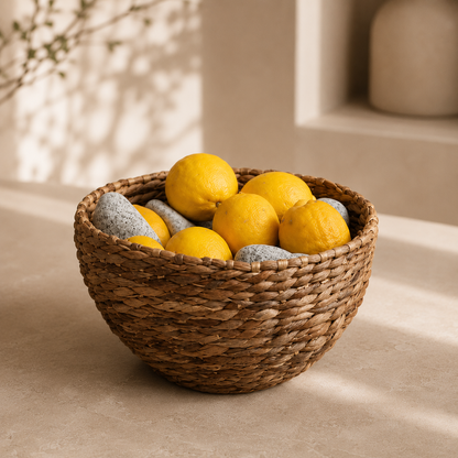 Karaca Home Lora Boho Style Wicker Round Basket 30 cm, 300.21.02.0120