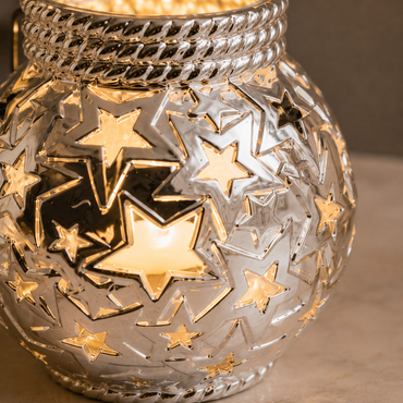 Karaca Home Star Ceramic Silver Candle Holder, 300.21.02.0358