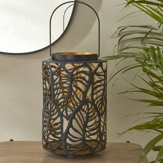 Karaca Home Timber Candle Holder - Black Leaf Design, 300.23.01.0321