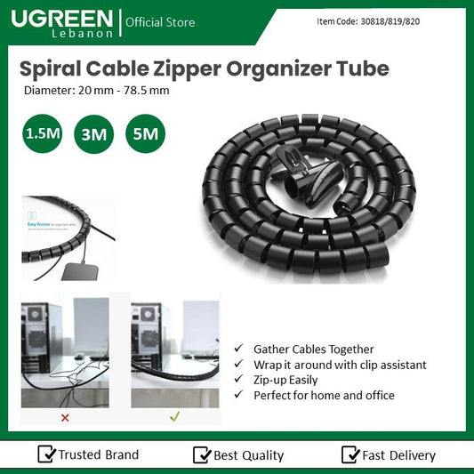 Ugreen, Spiral Cable Zipper Organizer Tube Flexible And Can Be Cut Ugreen Lp121-30818-30819-30820