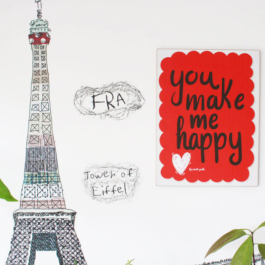 Smile Yalla, Valentine's Day, Wood Wall Frame Decoration, You Make Me Happy