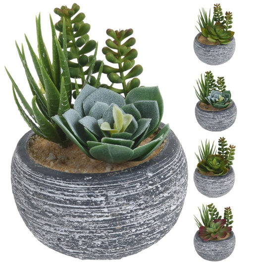 Artificial Plant In Cement Pot Available In 4 Assorted Designs 11X15 Cm