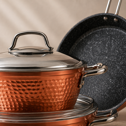 Karaca Biogranite 7-Piece Induction Cookware Set - Copper, 153.03.08.3528