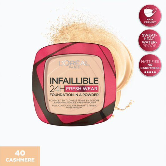 L'Oreal Paris, Infaillible 24H Fresh Wear Foundation Make Up 24Th Duration , 40 Cashmere