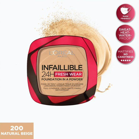 L'Oreal Paris, Infaillible 24H Fresh Wear Foundation Make Up 24Th Duration ,200 Natural Beige