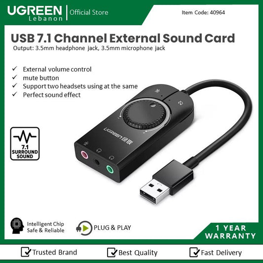 Ugreen, Usb 7.1 External Sound Card Cm129 - 40964