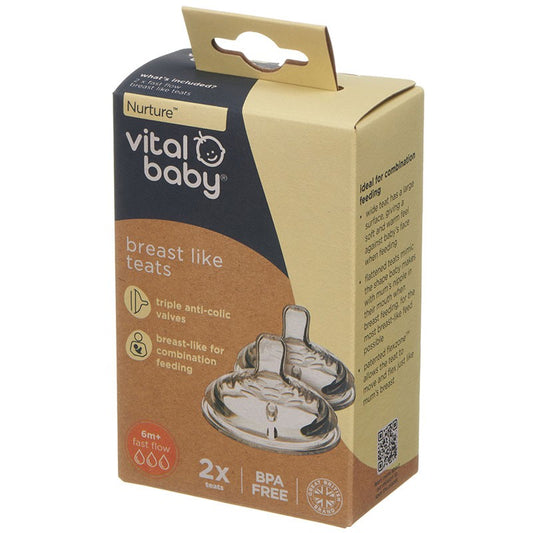 Vital Baby, Nurture Breast Like Teats 2pk- Fast Flow