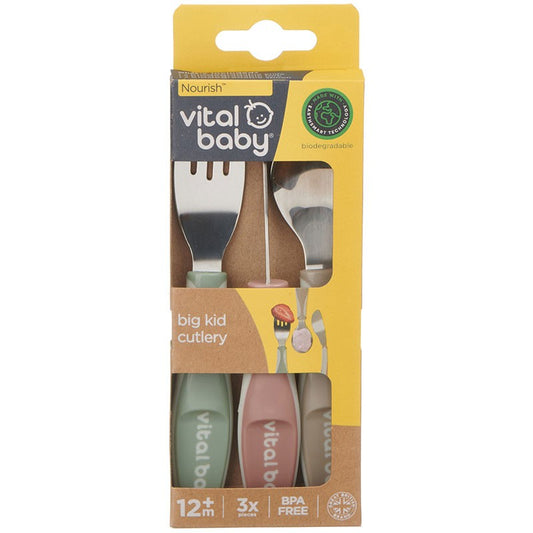 Vital Baby, Nourish Big Kid Cutlery 3pk - Natural