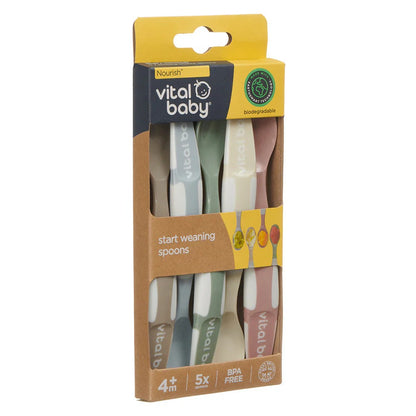 Vital Baby, Nourish Start Weaning Spoons 5pk - Natural