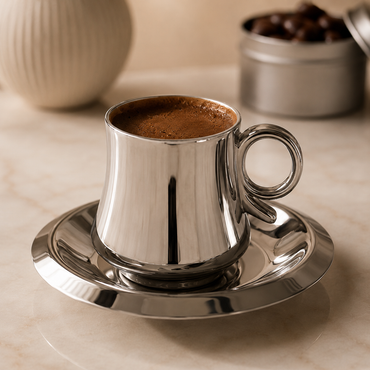 Karaca Knight 2-Piece Coffee Cup with Metal Saucer 80 ml, 153.03.05.0217