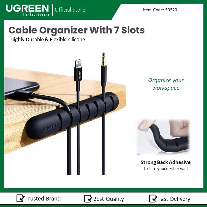 Ugreen, Cable Organizer With 7 Slots Black
